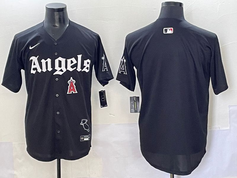 Men 2025 Los Angeles Angels Blank Black Five generations Joint Name Nike MLB Jersey style 6->los angeles angels->MLB Jersey